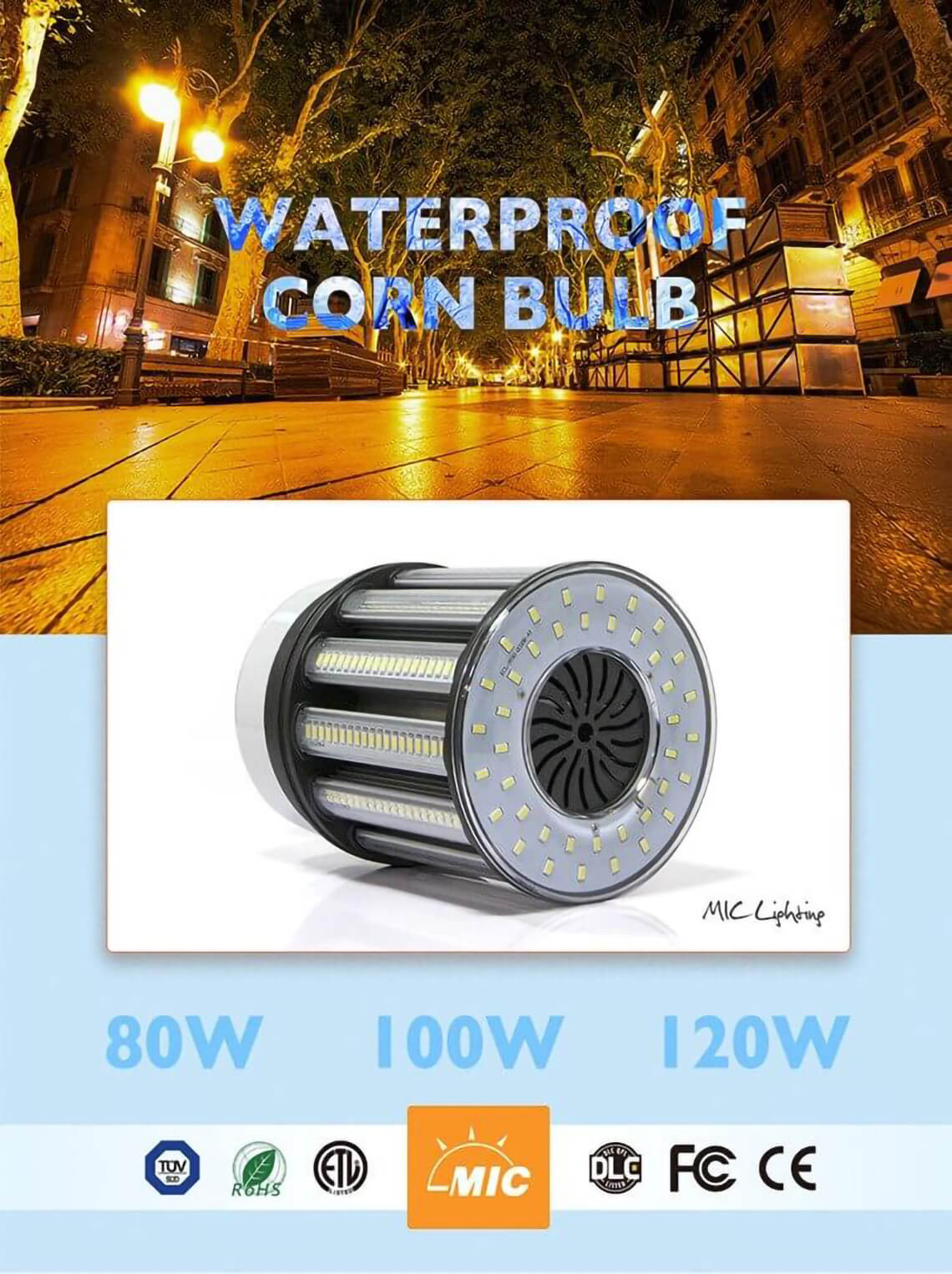 户外E39 E40路灯80W 100W LED玉米灯泡-详细2